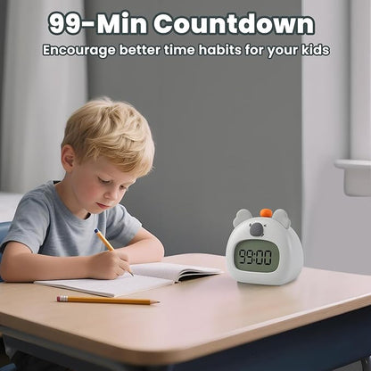 Koala Alarm Clock with Night Light for Kids – Cute Digital Sleep Trainer with LED Display, 3 Alarms, Countdown Timer, Adjustable Brightness – Rechargeable Bedside Clock for Boys and Girls