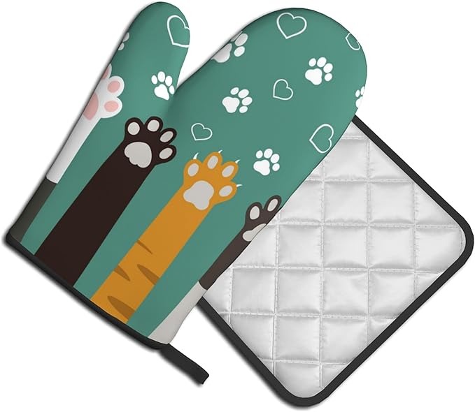 Cat Oven Mitt Potholders Sets