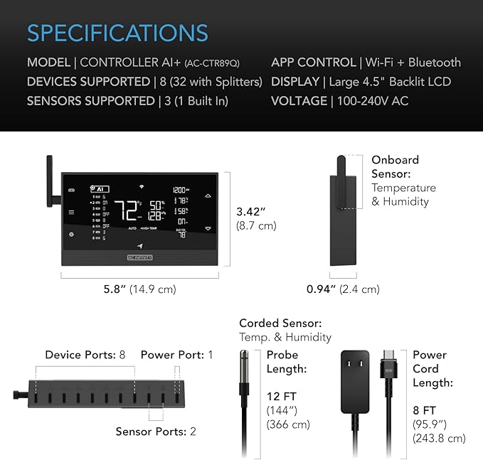 AC Infinity Controller AI+ Environmental Controller, Dynamic AI Controls Grow