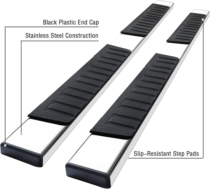 COMNOVA 6 Inch Running Boards Compatible with 2019-2026 Ford Ranger Super Crew Cab with 4 Full Size Doors, Ranger Steps Rock Sliders Step Bar, Side Steps Made with Stainless Steel.