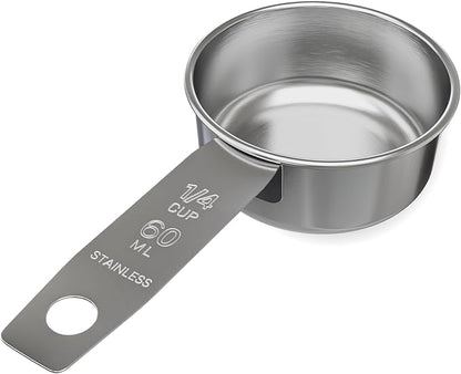 1/4 Cup Stainless Steel Measuring Cup | Sturdy Metal 60 ml | 60 cc | 2 oz |