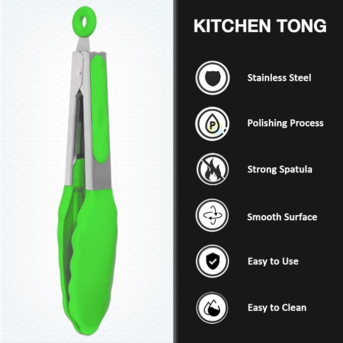 Small Silicone Serving Tongs Set of 3, Mini Tongs