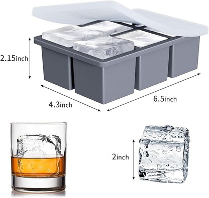 Large Ice Cube Tray for Whiskey: FDDBI Big Square Ice Cube Maker for Cocktail