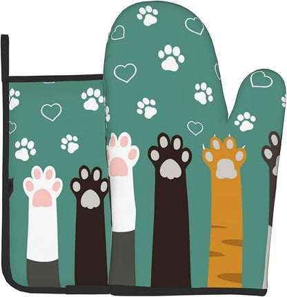 Cat Oven Mitt Potholders Sets