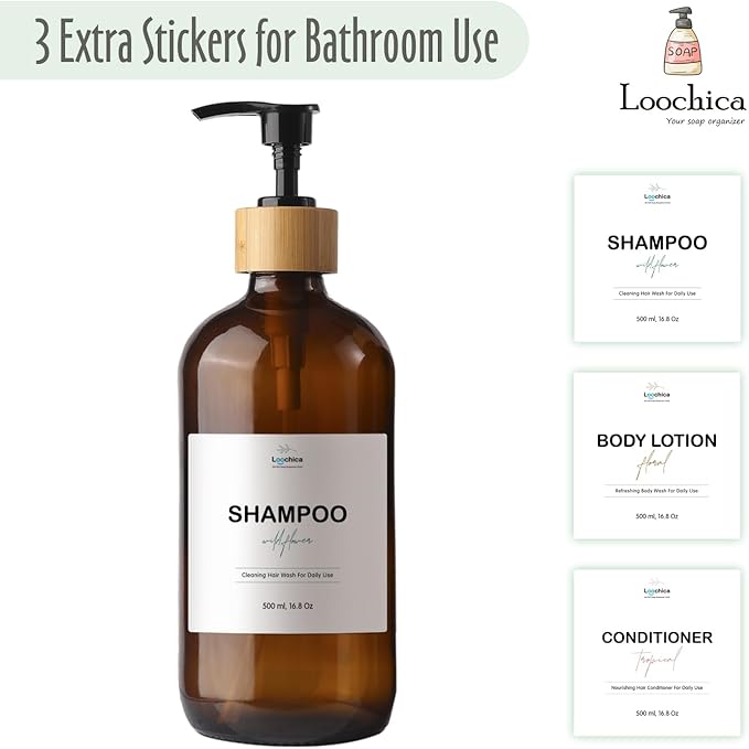 LOOCHICA Hand Amber Glass Soap Dispenser