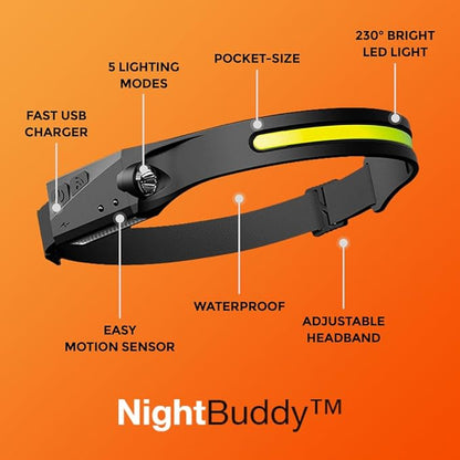 Night Buddy LED Headlamp Rechargeable Flashlight for Adults Camping Essentials Backpacking Lights 4X Brighter Other Headlight Headband Lamp 5 Light Modes Hiking Gear Must Haves (Headlamp + Lantern)