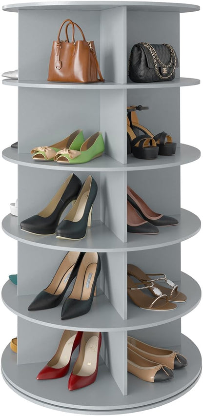 SpaceAid 5 Tier Rotating Shoe Rack Tower, Spinning Shoe Display Lazy Susan
