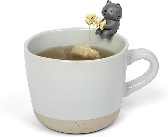Tea Mates - 1pc Cute Fishing Cat - Tea Bag Holder and String Rest - Tea