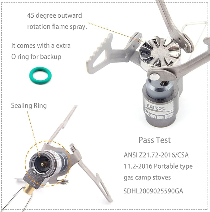 BRS Stove BRS 3000T Stove Titanium Ultralight Backpacking Stove Portable Propane Camping Stove Gas Burner Camp Stove only 26g with Extra O Ring (BRS-3000T Stove)