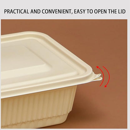 50 Pack of 3-Compartment Disposable Meal Prep Container, 36 Ounce Pre Meal Container, Food Storage Bento Box. Reusable Takeaway Container, Stackable, Microwave Refrigerator Safe.
