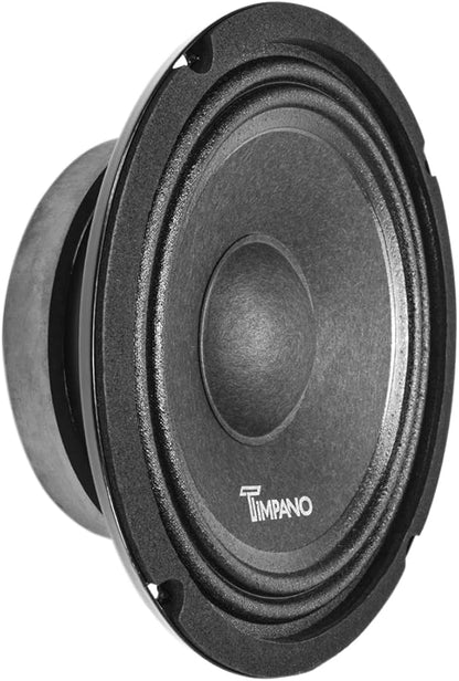 Timpano 6.5 Inch Shallow Car Speaker 600 Watts TPT-MB6-4 Slim Shallow Profile 4 Ohm, PRO Midbass Car Audio Loudspeaker Compact for Doors (Single)
