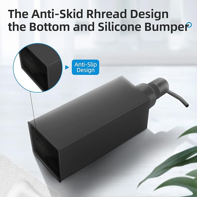 Black Soap Dispenser, Matte Black Stainless Steel, Rust-Proof Liquid Hand Dish