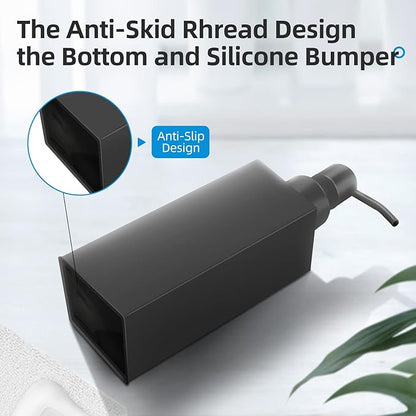 Black Soap Dispenser, Matte Black Stainless Steel, Rust-Proof Liquid Hand Dish
