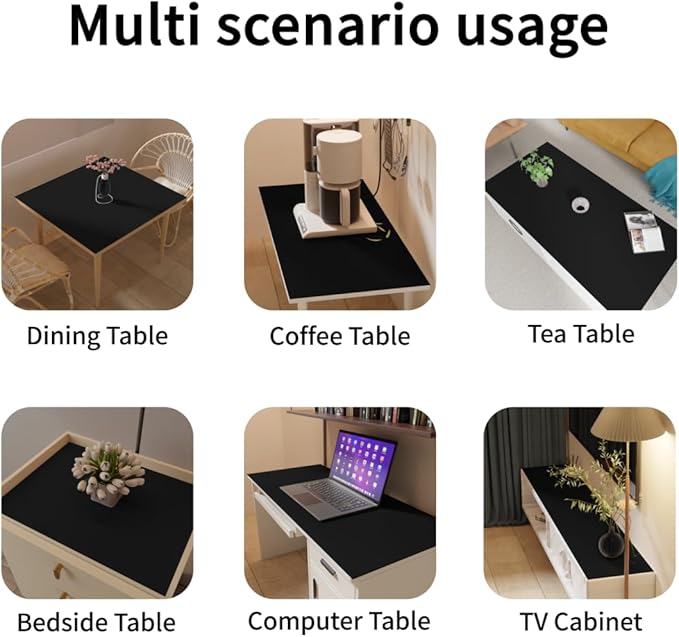Leather Desk Pad - 36x66 Inch Waterproof Easy to Clean Can Conceal Flaws Protector The Table Top from Scratches Used for Dining (Black+Black 36x66)