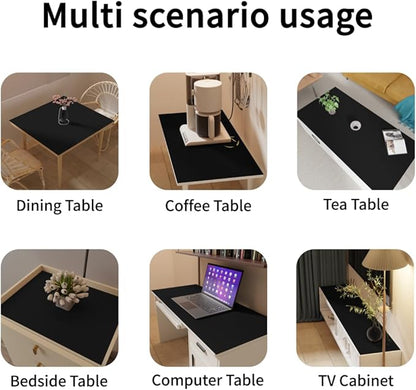 Leather Desk Pad - 36x66 Inch Waterproof Easy to Clean Can Conceal Flaws Protector The Table Top from Scratches Used for Dining (Black+Black 36x66)