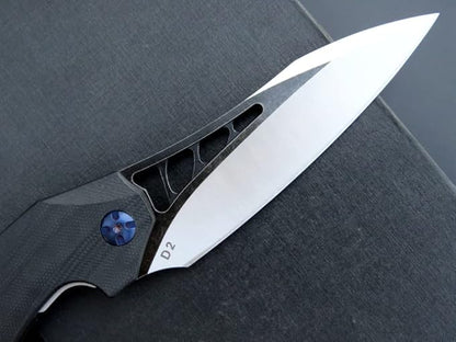 Eafengrow EF226 Folding Knives D2 Steel Blade and G10 Handle Knife Outdoor Camping Hiking EDC Tools (black)