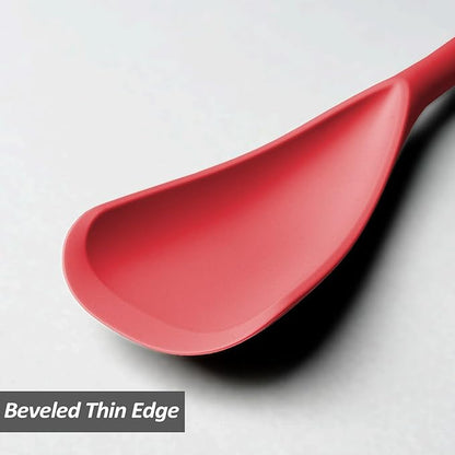 Silicone Spatula Spoon, Great for Both Cooking and Serving Durable BPA-Free Matte Black Silicone, Seamless Design, Safe for Nonstick Cooking Surfaces, 2-Pcs, Red