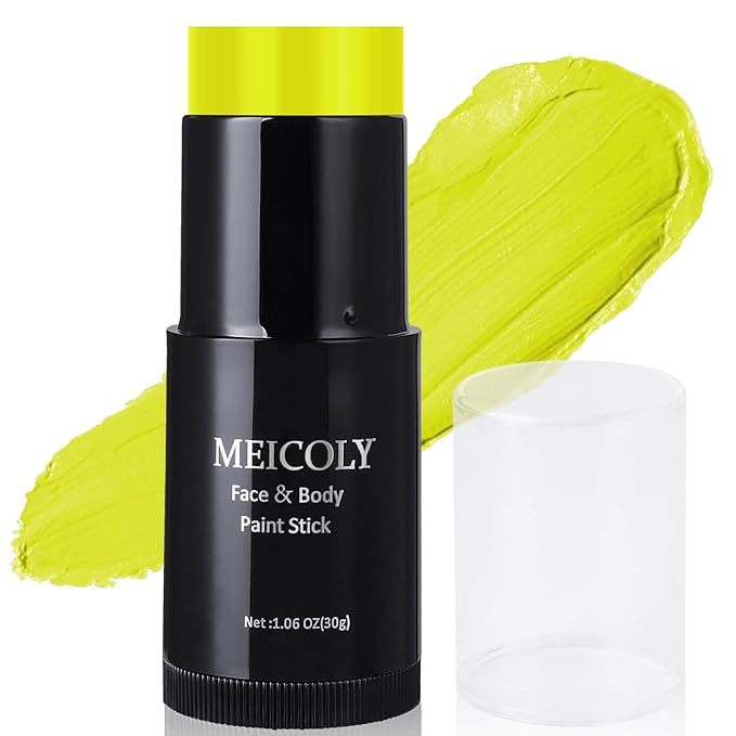 MEICOLY Ogre Green Face Body Paint Stick,Elphaba Face Paint Makeup,Cream Face Paint for Disgust Goblin Demon Halloween SFX Special Effects Cosplay Makeup,Waterproof Eye Black Stick