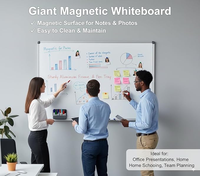Magnetic Whiteboard -2 Pack 72" x 40" Large Magnetic Dry Erase Board