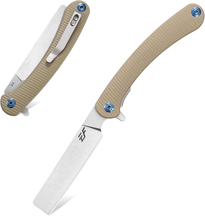 Eafengrow EF939 Folding Pocket Knife with D2 Steel Blade G10 Handle; EDC Pocket Folding Knife for Camping Survival and Outdoor (Desert)