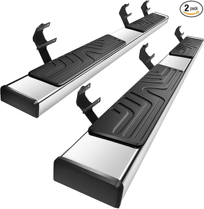 PZ 6.5" Running Boards Side Steps Compatible with for 2015-2026 Ford F-150 Super Crew Cab 4-Door,2017-2026 Ford F250 F350 Super Duty Crew Cab Mirror Stainless Steel Side Steps Nerf Bars Ridge Pattern