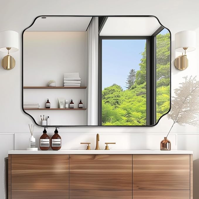 ANDY STAR 30x40 Inch Matte Black Mirror, Unique Rectangle Mirror