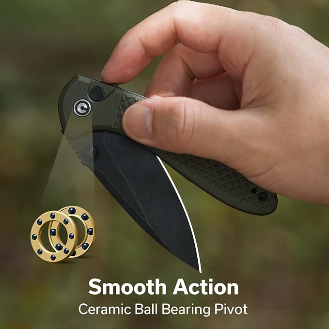 CIVIVI Faeger Pocket Folding Knife for EDC, 2.98" Swedish 14C28N Blade G10 Handle, Reversible Clip for Men Women Outdoor Carry C24031-2 (OD Green)