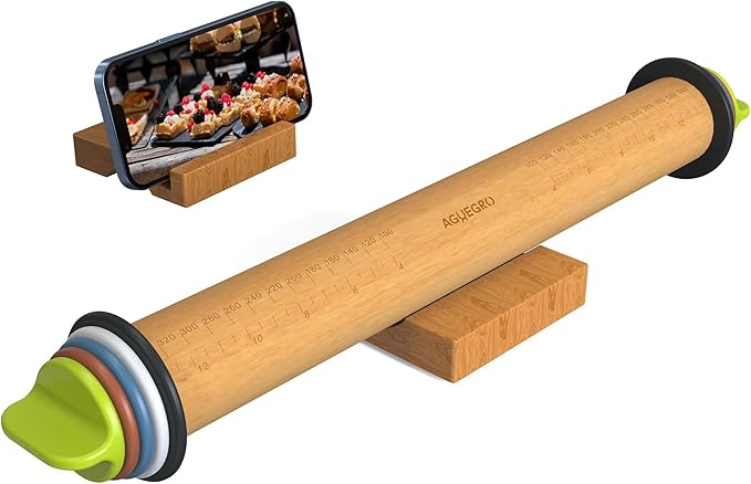 Rolling Pin with Adjustable Thickness Ring, Dough Thickness