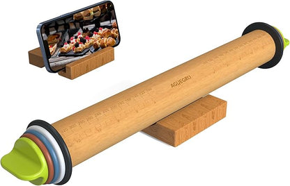 Rolling Pin with Adjustable Thickness Ring, Dough Thickness