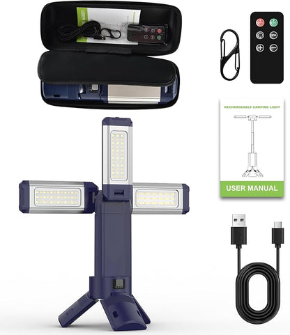 10000mAh Rechargeable 4000LM Camping Light Telescopic Camping Lantern , 270° Rotating Aluminum , Remote Control, Warm/White/Nature, Dimmable for Outdoor Camping, IP45 Waterproof,Portable Bag