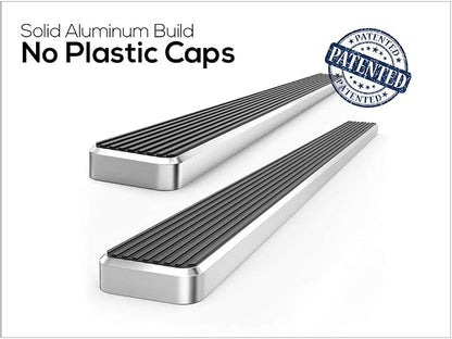 APS (Silver 6 inches Wheel to Wheel) Running Boards Nerf Bars Side Steps Compatible with Chevy Silverado GMC Sierra 1500 2500 1999-2013 Double Cab 5.5ft Bed & 2500HD 3500 2001-2014