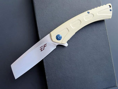 Eafengrow EF931 Pocket Knife D2 Steel Blade Outdoor Tool Knives G10 Handle Pocket Clip EDC Reliable Locking Knife Flipper Knife for Camping Survival and Outdoor (desert)