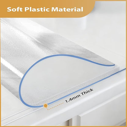 Frosted Table Protector 42 x 60 Inch, 1.4mm Thick Waterproof PVC Plastic Table Cover, Durable Table Pad for Dining Room, Kitchen, Writing Desk, and Coffee Tables