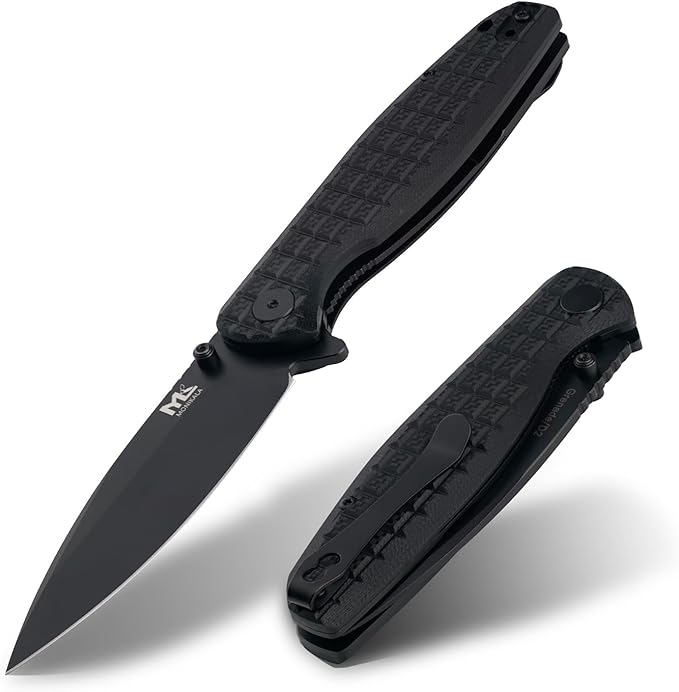 Folding Knife – 3.5-inch D2 Steel Folding Pocket Knife G10 Handle One-Handed Opening and Closing Ceramic Ball Bearings Deep Pocket Clip Suitable for Outdoor EDC (Black)