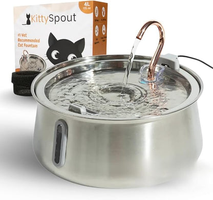 Stainless Steel Cat Water Fountain Automatic Drinking Fountain, Quiet
