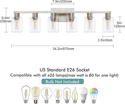 6 Light Bathroom Light Fixtures, Bathroom Vanity Light