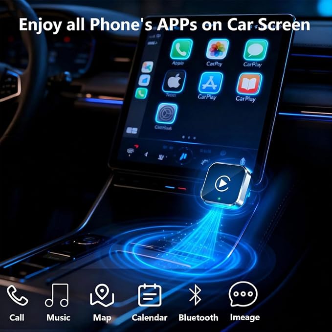 2 in 1 CarPlay Adapter for Nissan Pathfinder 2020 2021 2022 2023 2024 2025 2026, CarPlay Wireless Adapter with Auto Reconnect Fast Pairing Bluetooth Connection Compact USB Dongle