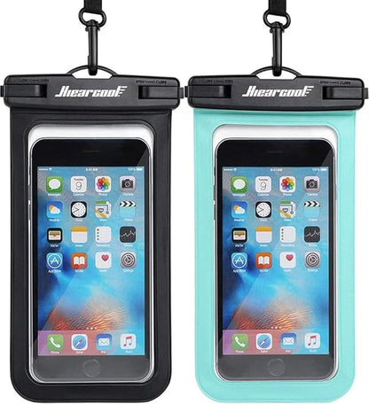 Hiearcool Waterproof Phone Pouch, IPX8 Waterproof Phone Case for iPhone 17/16/15/14 Pro Max, Cell Phone Dry Bag for Beach & Cruise Essentials, Touch Screen, Lanyard Included, 2 Pack (Fits Up to 8.9”)