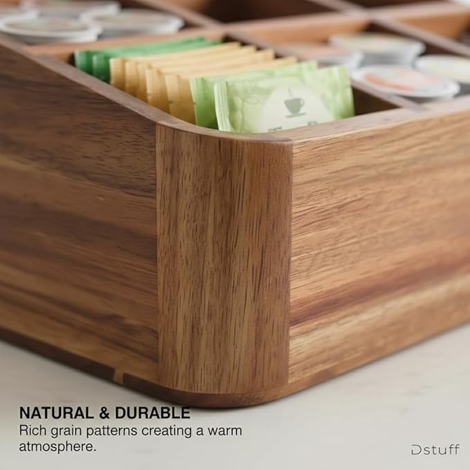 Dstuff Acacia Wood Coffee Station Organizer