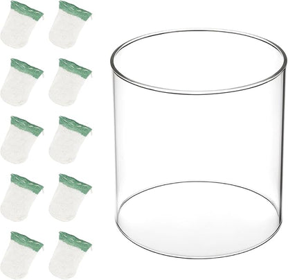 10 Propane Lantern Mantles and 1 Lantern Glass Globe Replacement Parts, Compatible with Coleman Kerosene Lanterns, Propane Lantern Mantle Replacement Suitable for Outdoor Camping Propane Lantern
