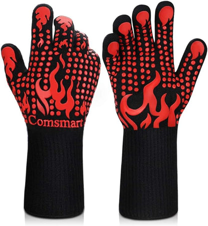 Comsmart BBQ Gloves, 1472 Degree F Heat Resistant Grilling Gloves Silicone