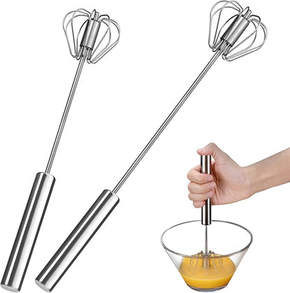 Egg Whisk, 2 Pack Stainless Steel Home Kitchen Tool, Hand Easy Whisk Egg Beater