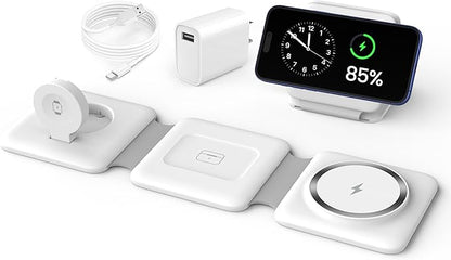 Charging Station for Apple Multiple Devices - 3 in 1 Foldable Magnetic Wireless
