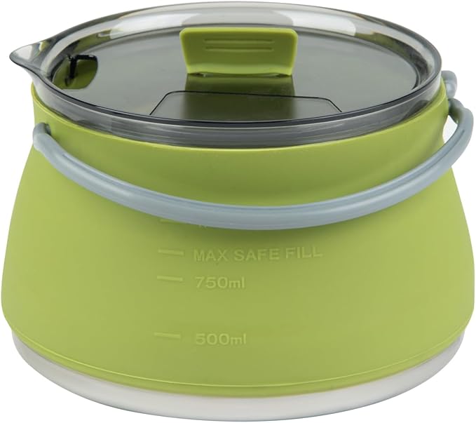 Restaurantware-Hi Tek 1 Liter Collapsible Camping Kettle, 20 Portable Cook Pots - With Perforated Lid, Stainless Steel Bottom, Silicone Camping Coffee Pots, With High Heat Nylon Handles, For Travel
