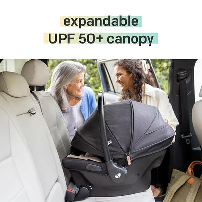 Joie Ginger and Mint Latch Travel System – 4-in-1 Travel System with Baseless Infant Car Seat & Stroller, One-click Install, From Birth Stroller (Mocha)