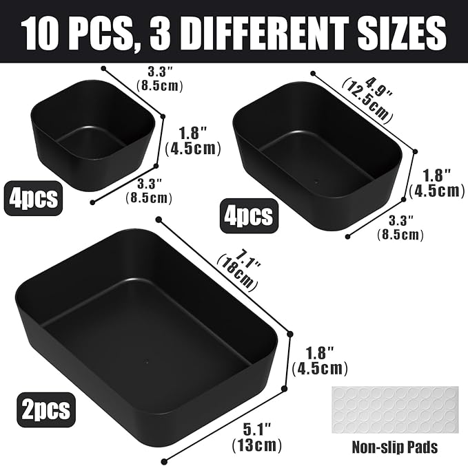 Plastic Drawer Organizers, Bathroom and Vanity Organizer Plastic Tray, Makeup
