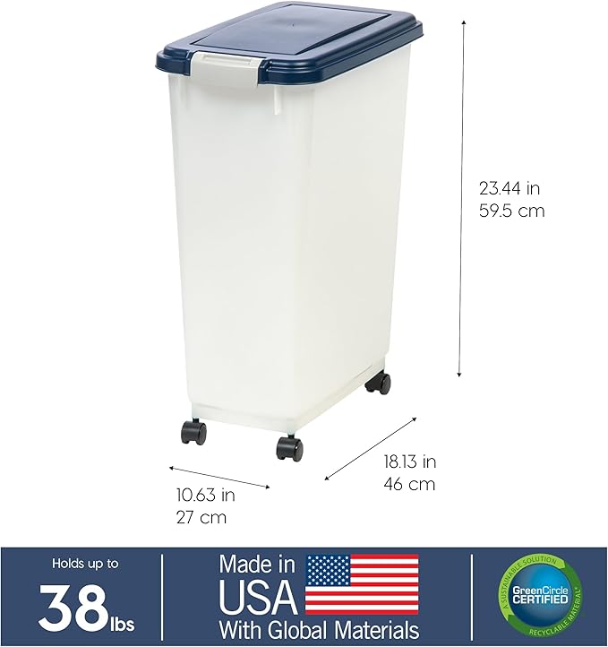 IRIS USA Airtight Dog Food Storage Container, Attachable Wheels,