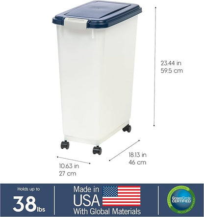 IRIS USA Airtight Dog Food Storage Container, Attachable Wheels,