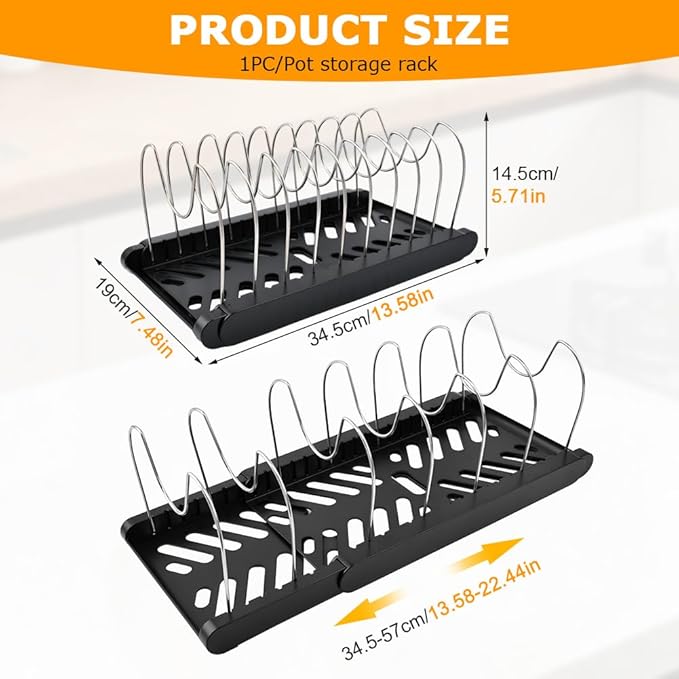 Expandable Pot and Pan Organizer Rack