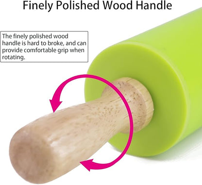 Silicone Rolling Pin for Baking Non-stick Rolling Pin Dough Roller Wooden